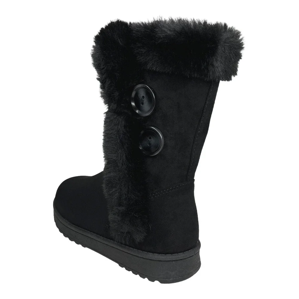 So‎ Abigail Women's Mid Calf Winter Boots Size 6-6.5 Black Faux Fur Lined Cozy